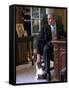 President George W. Bush Pets Spot in the Oval Office of the White House. Oct. 1, 2001-null-Framed Stretched Canvas