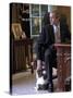 President George W. Bush Pets Spot in the Oval Office of the White House. Oct. 1, 2001-null-Stretched Canvas