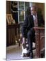 President George W. Bush Pets Spot in the Oval Office of the White House. Oct. 1, 2001-null-Mounted Photo
