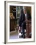President George W. Bush Pets Spot in the Oval Office of the White House. Oct. 1, 2001-null-Framed Photo