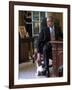 President George W. Bush Pets Spot in the Oval Office of the White House. Oct. 1, 2001-null-Framed Photo