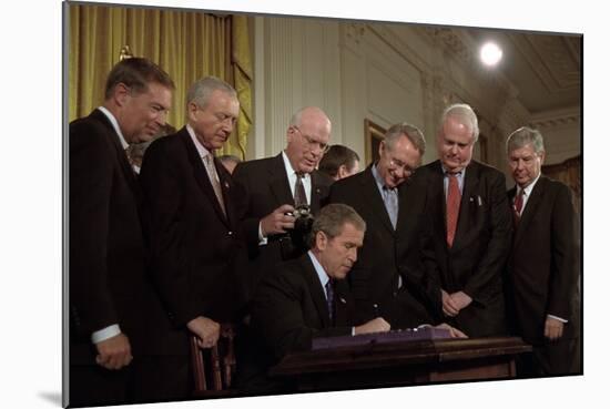 President George W. Bush Signs the Usa Patriot Act on Oct. 26,2001-null-Mounted Premium Photographic Print