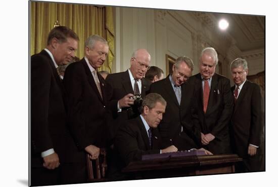 President George W. Bush Signs the Usa Patriot Act on Oct. 26,2001-null-Mounted Photo