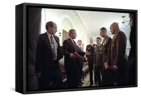 President George W. Bush with Chiefs of Staff, Oct. 24, 2001-null-Framed Stretched Canvas