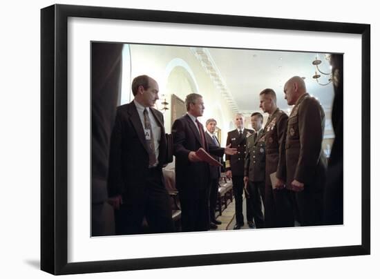 President George W. Bush with Chiefs of Staff, Oct. 24, 2001-null-Framed Premium Photographic Print