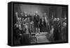 President George Washington Delivering His Inaugural Address-Stocktrek Images-Framed Stretched Canvas