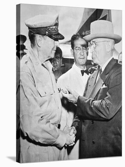 President Harry S. Truman (1884-1972) Meeting General Douglas Macarthur (1880-1964)-American Photographer-Stretched Canvas