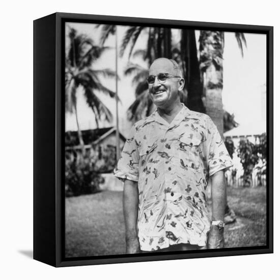 President Harry S. Truman, Arriving in Key West Wearing Hawaiian Shirt-George Skadding-Framed Stretched Canvas