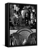 President Harry S. Truman Delivers Inaugural Address from Capitol Portico, January 20, 1949-null-Framed Stretched Canvas