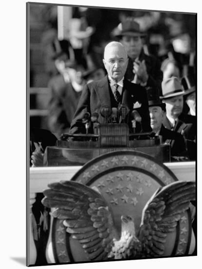 President Harry S. Truman Delivers Inaugural Address from Capitol Portico, January 20, 1949-null-Mounted Photographic Print