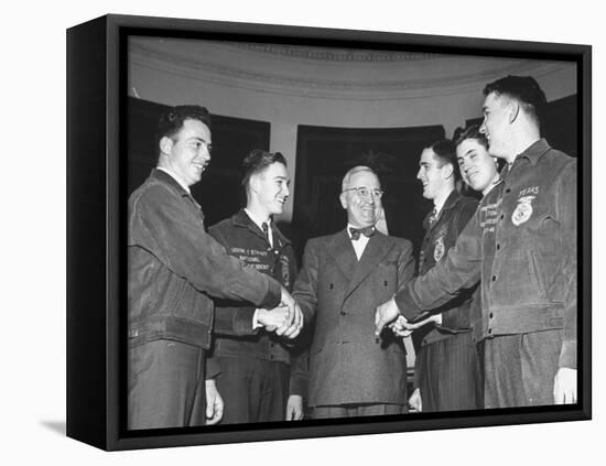 President Harry S. Truman Greeting Members of the Future Farmers of America-null-Framed Stretched Canvas