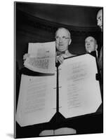 President Harry S. Truman Receiving the Surrender Documents from the Japanese-null-Mounted Photographic Print