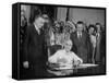 President Harry S. Truman Signing Bill Providing for Establishment of Indian Claims Commission-null-Framed Stretched Canvas