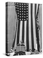 President Harry S. Truman Speaking Against Flag Backdrop During His Re-Election Campaign-Peter Stackpole-Stretched Canvas