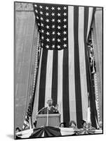 President Harry S. Truman Speaking Against Flag Backdrop During His Re-Election Campaign-Peter Stackpole-Mounted Photographic Print