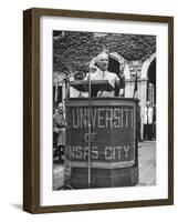 President Harry S. Truman Speaking at University of Kansas City-null-Framed Photographic Print