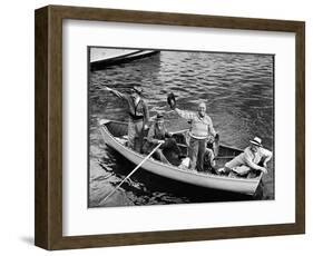 President Harry S. Truman Standing in Rowboat, Fishing with Others-George Skadding-Framed Photographic Print