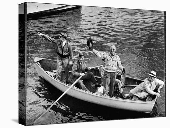 President Harry S. Truman Standing in Rowboat, Fishing with Others-George Skadding-Stretched Canvas