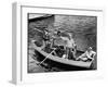 President Harry S. Truman Standing in Rowboat, Fishing with Others-George Skadding-Framed Photographic Print