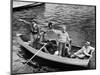 President Harry S. Truman Standing in Rowboat, Fishing with Others-George Skadding-Mounted Photographic Print