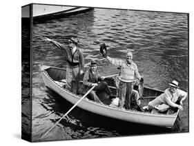 President Harry S. Truman Standing in Rowboat, Fishing with Others-George Skadding-Stretched Canvas