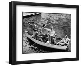 President Harry S. Truman Standing in Rowboat, Fishing with Others-George Skadding-Framed Photographic Print