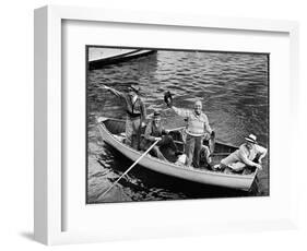 President Harry S. Truman Standing in Rowboat, Fishing with Others-George Skadding-Framed Photographic Print