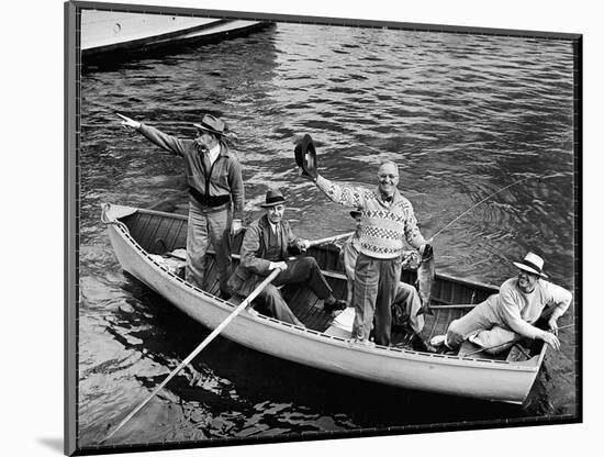 President Harry S. Truman Standing in Rowboat, Fishing with Others-George Skadding-Mounted Photographic Print