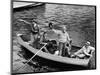 President Harry S. Truman Standing in Rowboat, Fishing with Others-George Skadding-Mounted Photographic Print