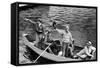 President Harry S. Truman Standing in Rowboat, Fishing with Others-George Skadding-Framed Stretched Canvas