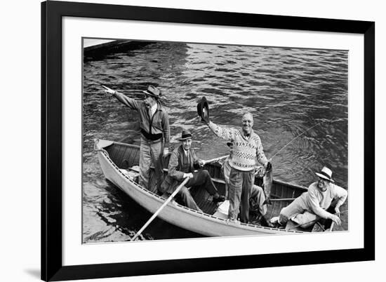 President Harry S. Truman Standing in Rowboat, Fishing with Others-George Skadding-Framed Giclee Print