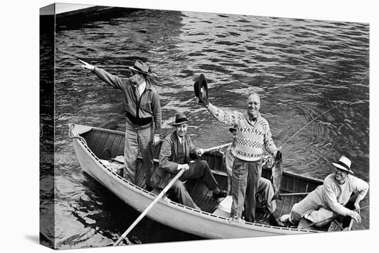 President Harry S. Truman Standing in Rowboat, Fishing with Others-George Skadding-Stretched Canvas