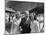 President Harry S. Truman Standing Near a Plane Flanked by Stewardesses-null-Mounted Photographic Print