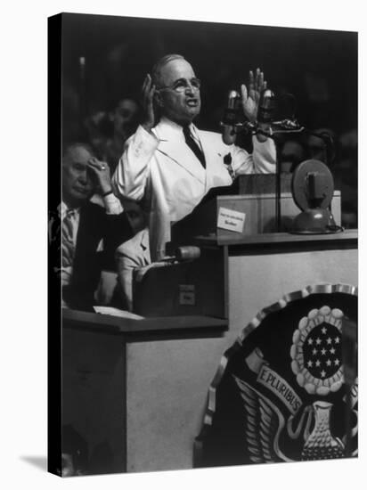 President Harry Truman Delivering His Acceptance Speech at Democratic National Convention-null-Stretched Canvas