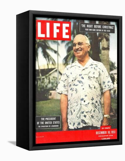 President Harry Truman in Casual Shirt, December 10, 1951-George Skadding-Framed Stretched Canvas