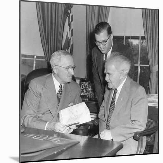 President Harry Truman Meeting with Pm David Ben-Gurion (Seated) and Ambassador Abba Eban of Israel-null-Mounted Photo