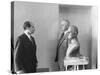 President Harry Truman Poses Next to the Bust by Artist Felix De Weldon (Left), Jan. 7, 1949-null-Stretched Canvas