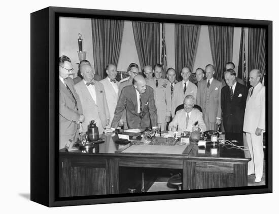 President Harry Truman Signing H.R. 5632, the National Security Act Amendments of 1949-null-Framed Stretched Canvas