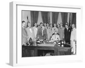 President Harry Truman Signing H.R. 5632, the National Security Act Amendments of 1949-null-Framed Photo