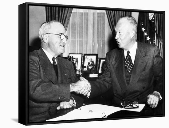 President Harry Truman with President Elect Dwight Eisenhower after Nov Elections, Nov 18, 1952-null-Framed Stretched Canvas