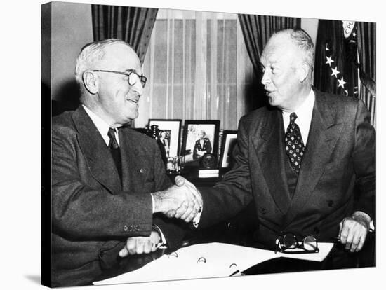 President Harry Truman with President Elect Dwight Eisenhower after Nov Elections, Nov 18, 1952-null-Stretched Canvas