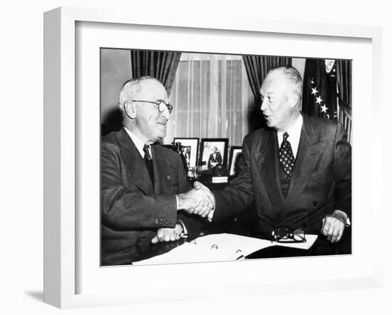 President Harry Truman with President Elect Dwight Eisenhower after Nov Elections, Nov 18, 1952-null-Framed Photo