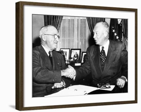 President Harry Truman with President Elect Dwight Eisenhower after Nov Elections, Nov 18, 1952-null-Framed Photo