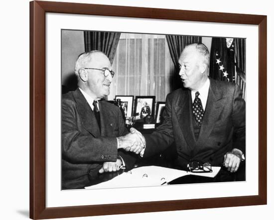 President Harry Truman with President Elect Dwight Eisenhower after Nov Elections, Nov 18, 1952-null-Framed Photo