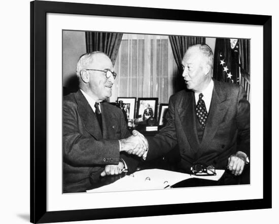 President Harry Truman with President Elect Dwight Eisenhower after Nov Elections, Nov 18, 1952-null-Framed Photo