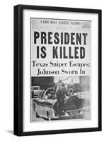 President Is Killed', Front Page of the 'Chicago Daily News', 22nd November 1963-null-Framed Giclee Print