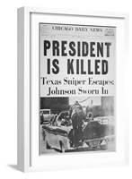 President Is Killed', Front Page of the 'Chicago Daily News', 22nd November 1963-null-Framed Giclee Print