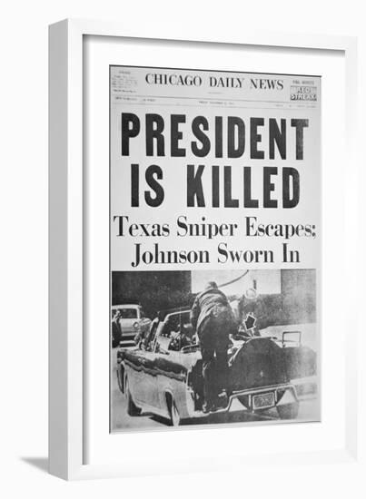 President Is Killed', Front Page of the 'Chicago Daily News', 22nd November 1963-null-Framed Giclee Print