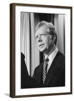 President Jimmy Carter announces sanctions against Iran in retaliation for taking US hostages, 1980-Marion S. Trikosko-Framed Photographic Print