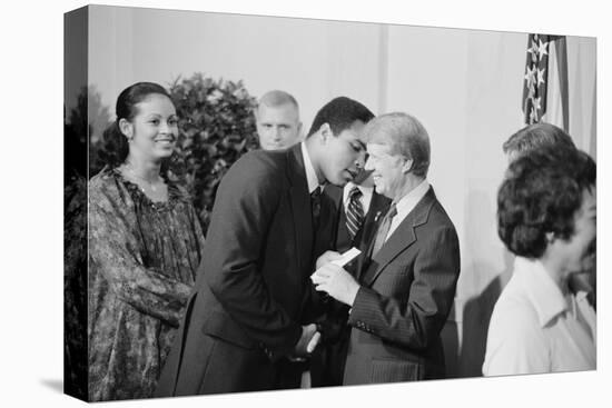 President Jimmy Carter Greets Mohammed Ali at a White House Dinner, Sept. 7, 1978-null-Stretched Canvas